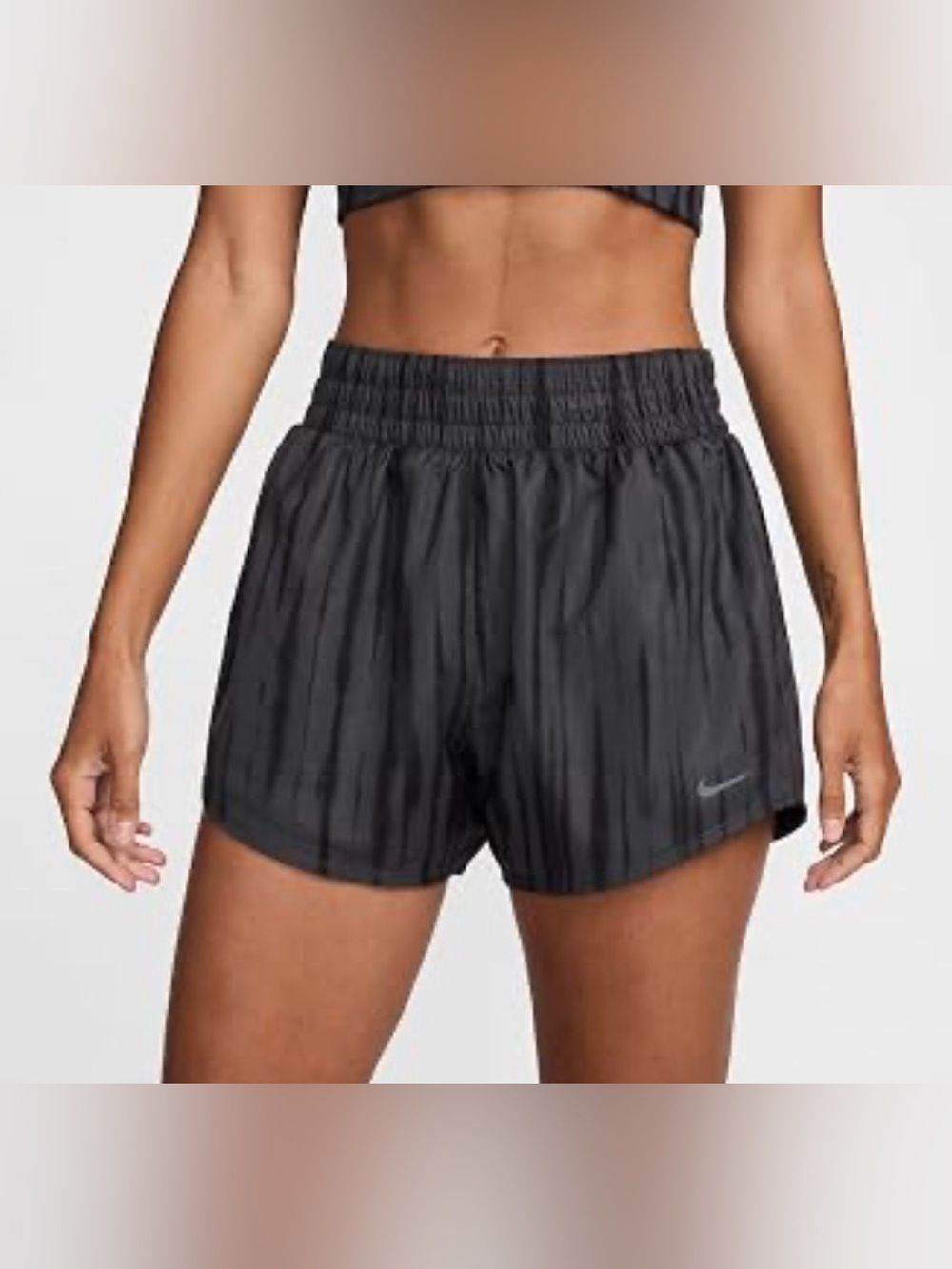 Nike Women's Dark Charcoal Athletic Shorts with Subtle Stripe size M